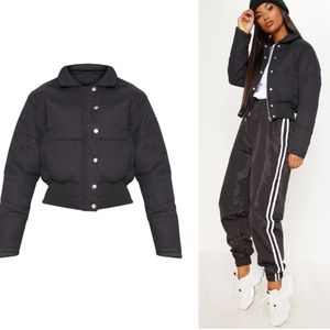 Black Puffer Cropped Jacket - LIKE NEW